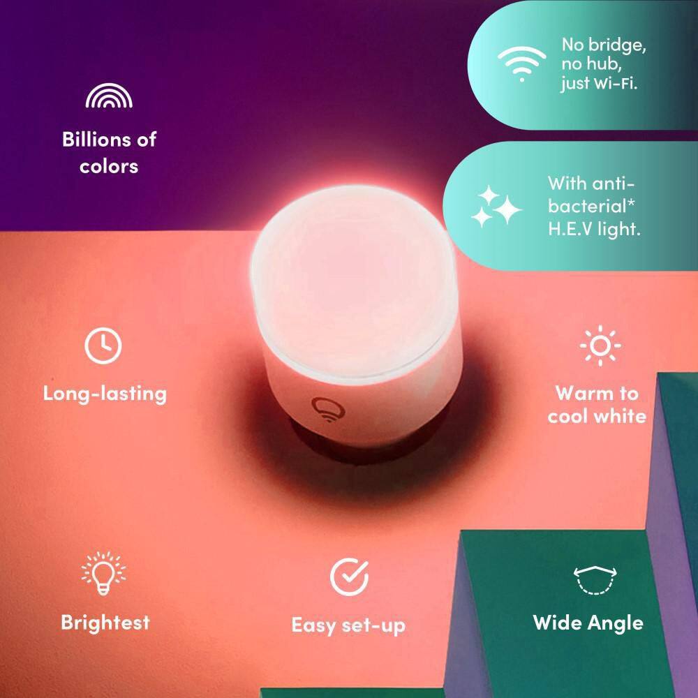 LIFX 75-Watt Equivalent A19 Clean Multi-Color Smart Wi-Fi LED Light Bulb Works with AlexaHey GoogleHomeKitSiri 1-Pack LHLA19E26UVUS