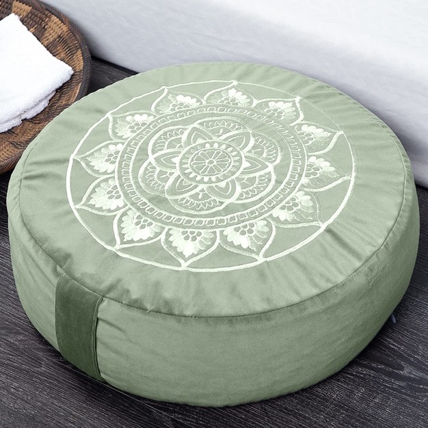 Florensi Round Meditation Cushion Removable amp Washable Velvet Cover 100 Buckwheat Fill