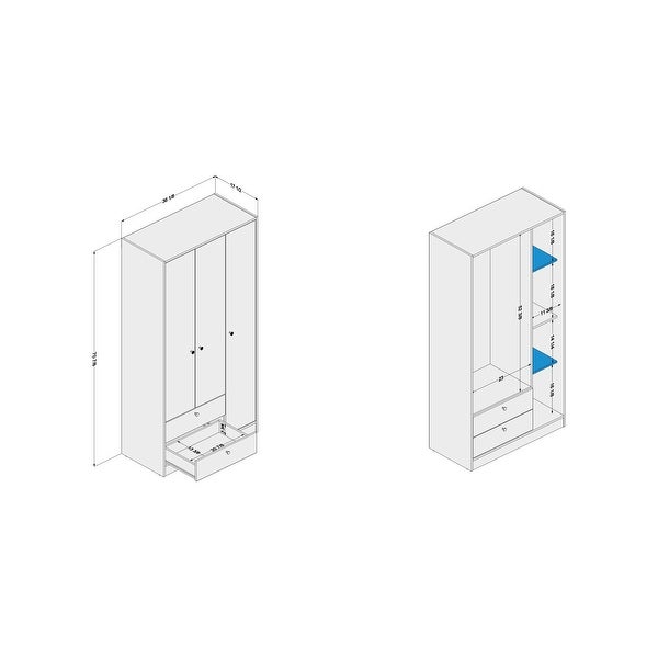 Polifurniture 3 Door / 2 Drawer Denmark Wardrobe - - 31994645