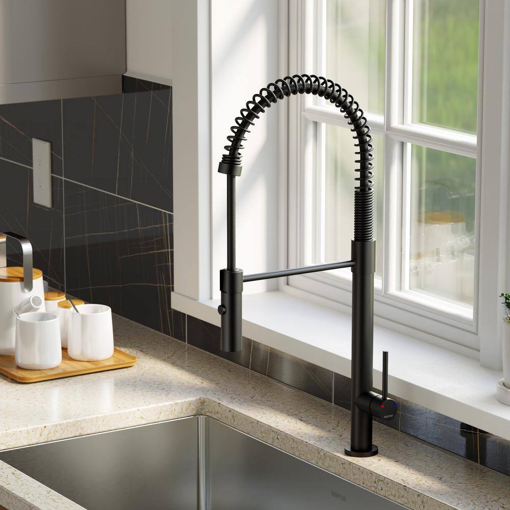 Karran Bluffton Single-Handle Pull-Down Sprayer Kitchen Faucet in Matte Black KKF220MB