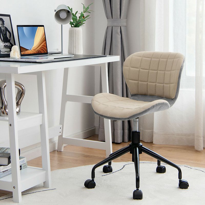 Mid Back Height Adjustable Swivel Office Chair with PU Leather