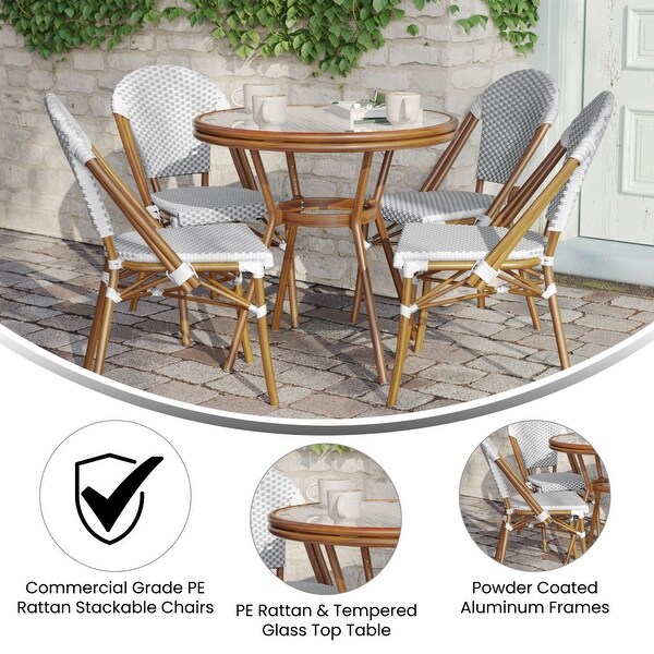 Indoor/Outdoor Commercial Bistro Set with Table and Four Chairs