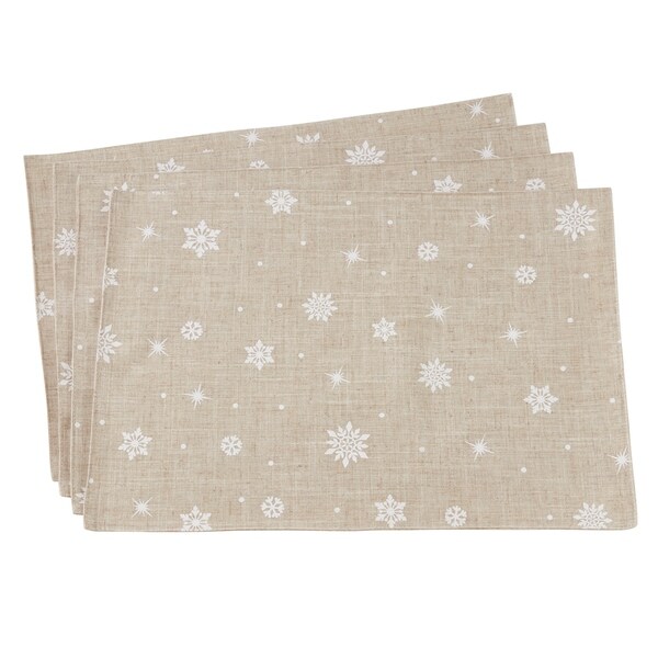 Poly Blend Table Mats With Snowflake Design (Set of 4)