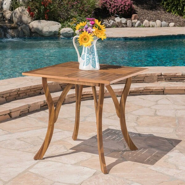 Durable 31.5in Square Wood Patio Table Available