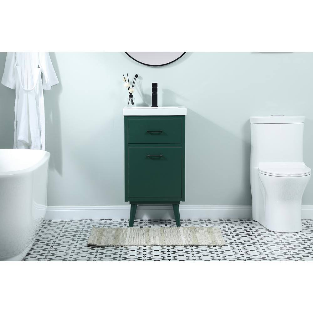 Simply Living 18 in. W x 15 in. D x 33.5 in. H Bath Vanity in Green with White Resin Top SL123054MGN