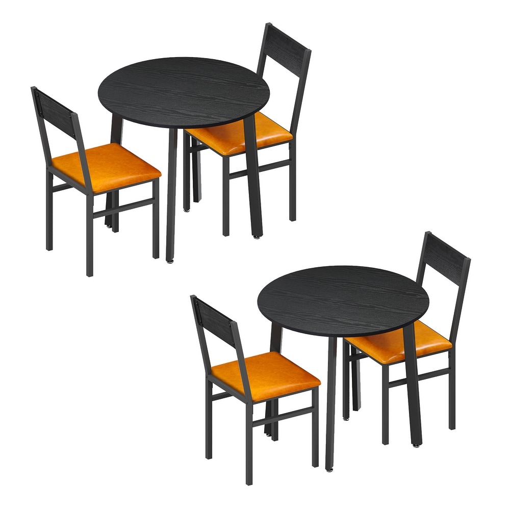 3 Piece Dining Table Set with 2 Cushioned Chairs for Kitchen Apartment