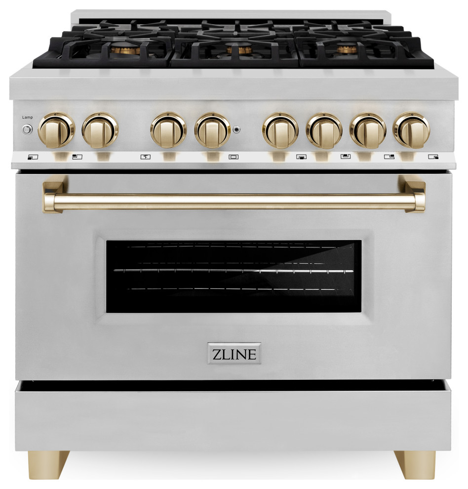 ZLINE Autograph 36 quot4.6 cu. ft. Dual Range  Stainless Steel   Gas Ranges And Electric Ranges   by Buildcom  Houzz