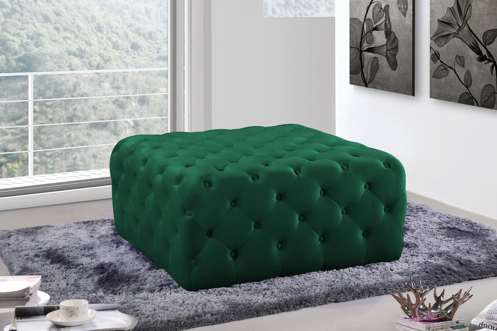 Ariel Velvet Upholstered Ottoman/Bench   Contemporary   Footstools And Ottomans   by Meridian Furniture  Houzz