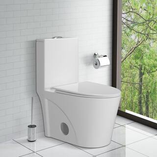 UPIKER Modern 12 in. Rough-In 1-piece 1.27 GPF Dual Flush Elongated Toilet in White Seat Included UP2210TOW1854