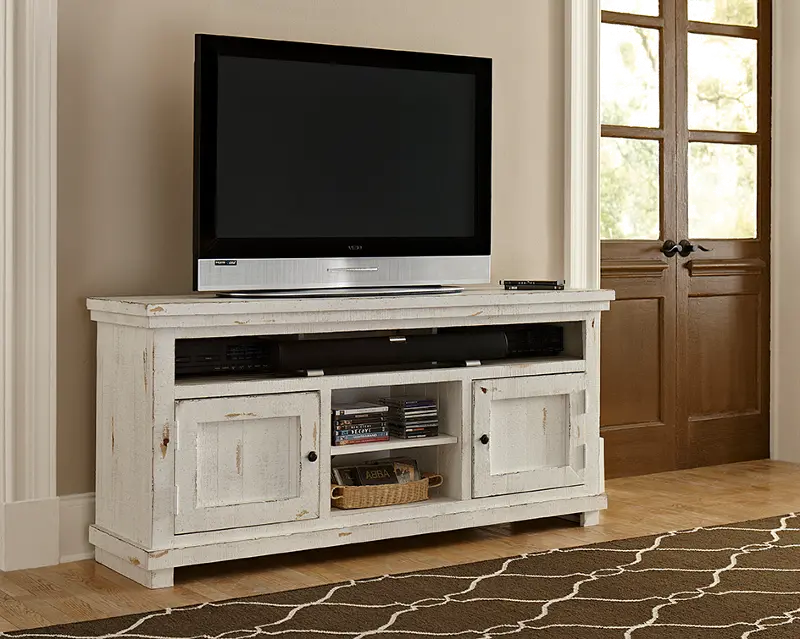 Willow Distressed White 64 TV Stand