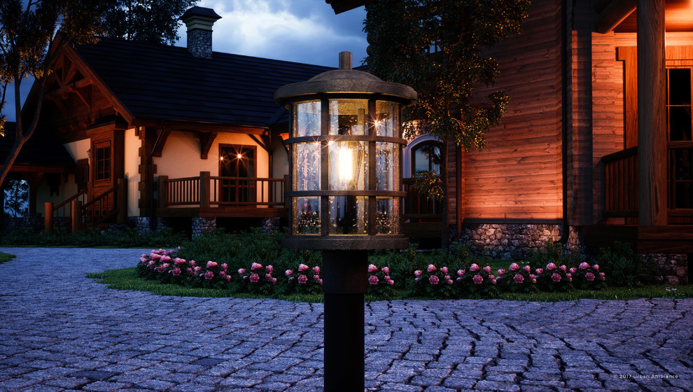 Luxury Craftsman Black Outdoor Post Light  Medium  UQL1046  Vienna Collection   Craftsman   Post Lights   by Urban Ambiance  Houzz