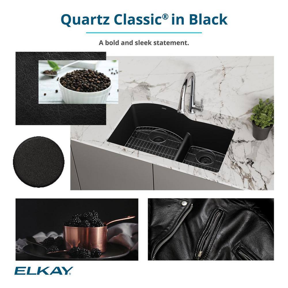 Elkay Quartz Classic Black Quartz 33 in. Single Bowl Undermount Kitchen Sink ELGRU13322BK0