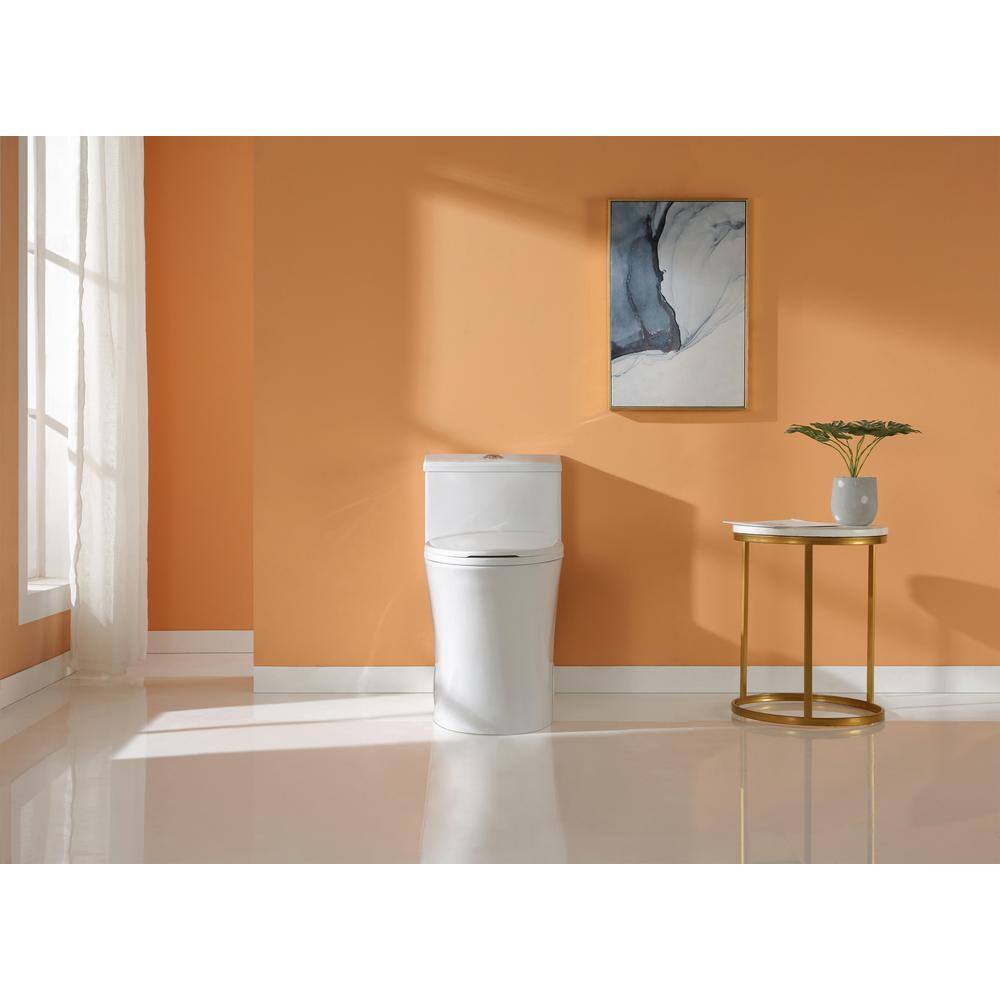 HOROW 1-piece 0.81.28 GPF Dual Flush Elongated Toilet in White Seat Included HR-0038W