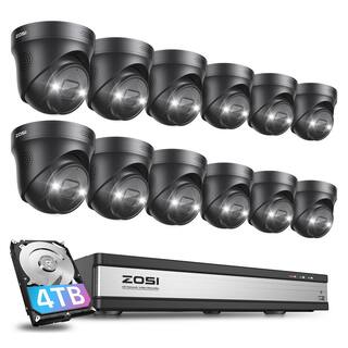 ZOSI 4K Ultra HD 16-Channel POE 4TB NVR Security Camera System with 12 Wired 8MP Spotlight Cameras AI Human Car Detection 16SK-2258AB12-40-US-A2