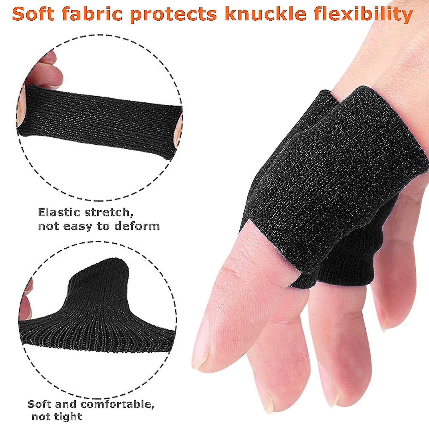 10 Finger Sleeves， Thumb Splint Support Elastic Finger Support Pain Relief Compression Protector