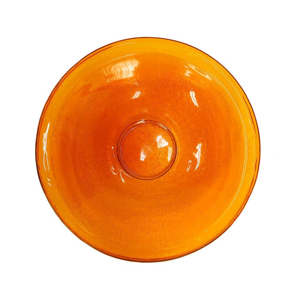 Achla Designs 14 in. Dia Mandarin Orange Reflective Crackle Glass Birdbath Bowl CGB-14M