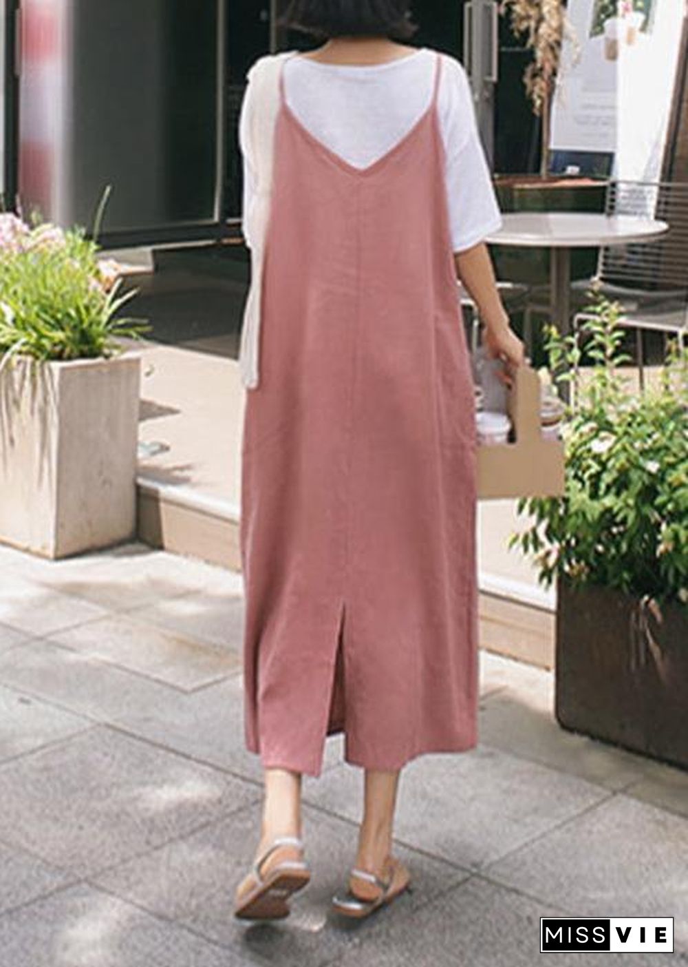 Chic pink cotton Soft Surroundings Spaghetti Strap Maxi Dress