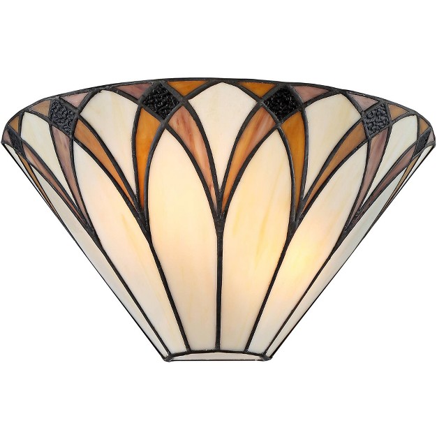 Fixture Amber Yellow Stained Art Glass Shade For Bedroom Bathroom Hallway