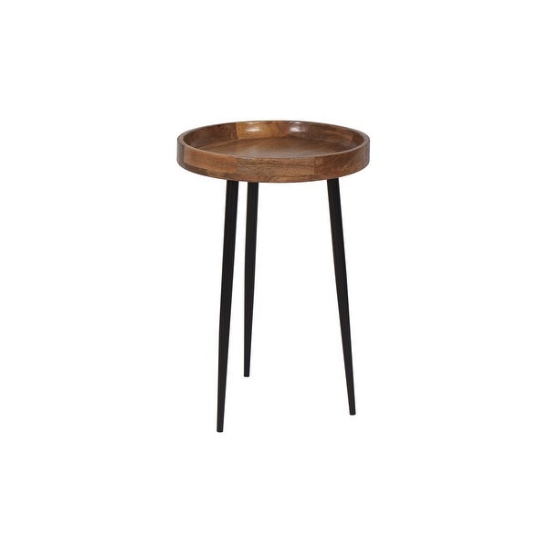 Chariz Mango Wood Bowl Side Table With Iron Legs