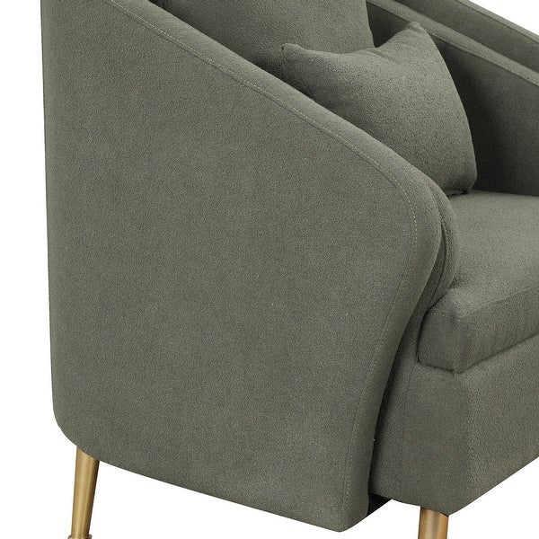 Modern Living Room Accent Chair Velvet Arm Chair Upholstered Barrel Chair Metal Leg Club Chair with Lumbar Pillow， for Bedroom