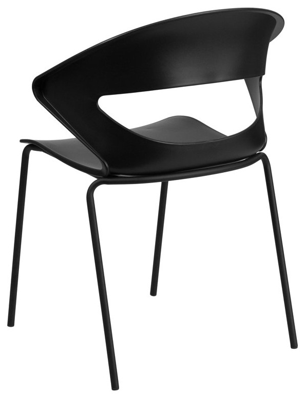 5 Pack Multipurpose Stack Chair  Black Plastic Seat With Unique Curved Open Back   Contemporary   Dining Chairs   by Decorn  Houzz