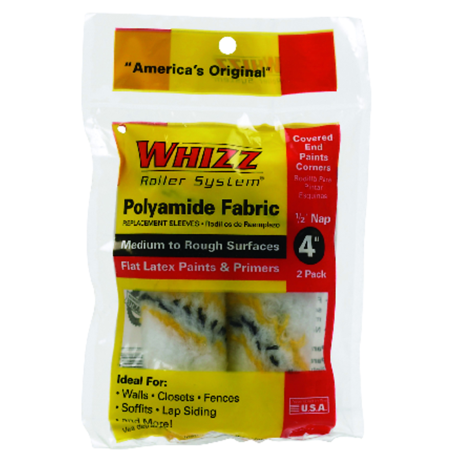 Whizz Polyamide Fabric 4 in. W X 1/2 in. Mini Paint Roller Cover 2 pk