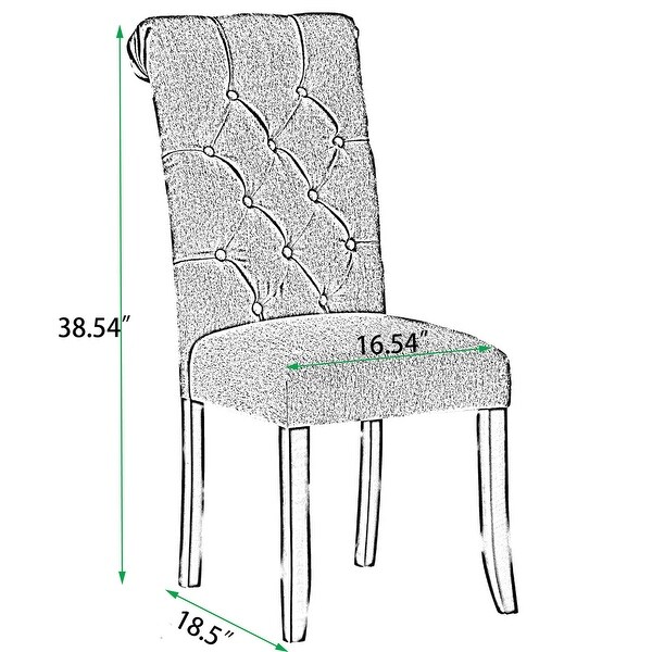 Fabric Tufted Dining Chair with Wooden Legs (Set of 2)