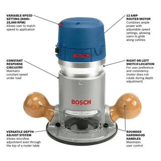 Bosch 15 Amp Corded 27 in. x 18 in. Aluminum Router Table with Bonus 12 Amp Corded 2.25 HP Variable Speed Fixed-Base Router RA1181+1617EVS