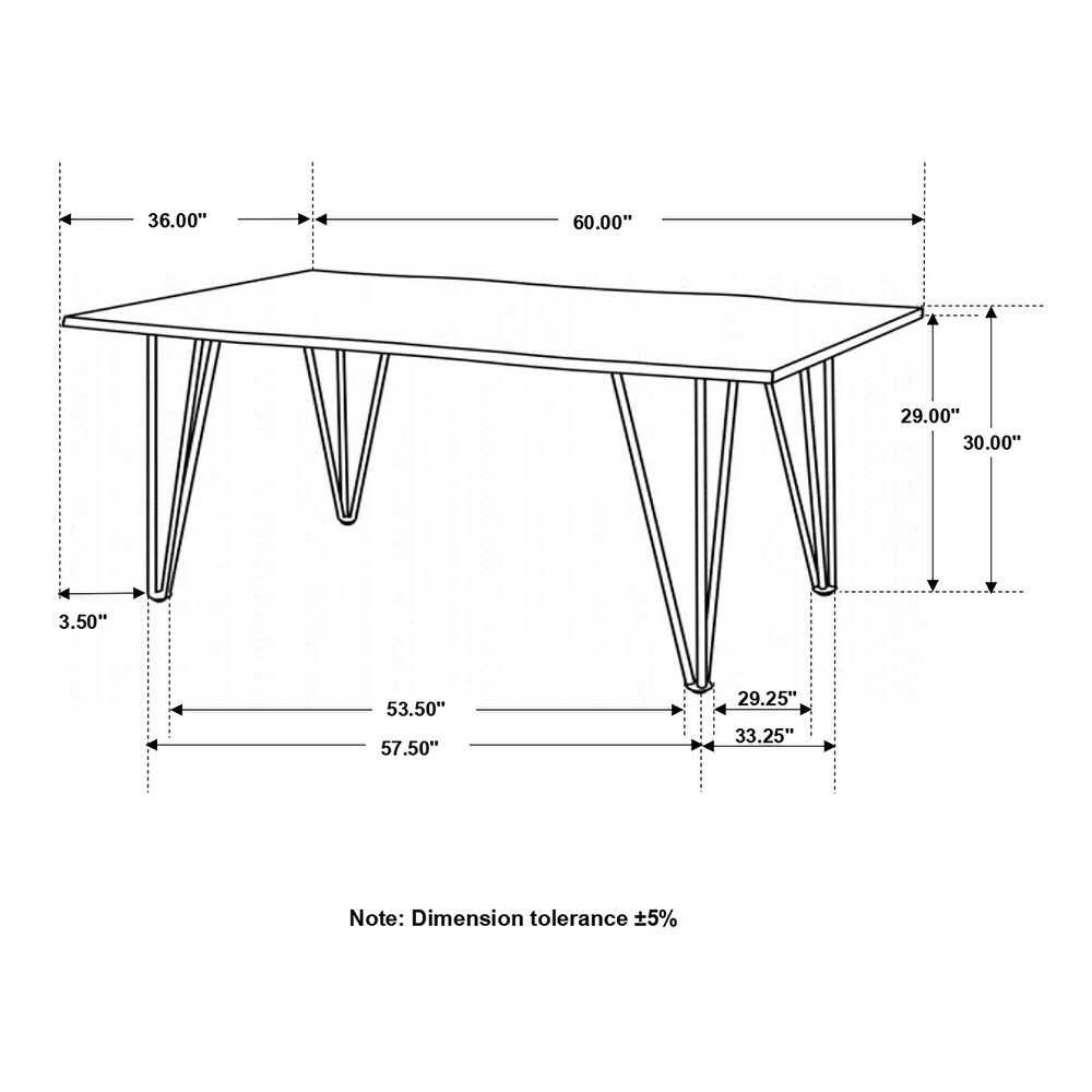 Coaster Furniture Topeka Live edge Dining Table Mango Cocoa and Gunmetal   60.00'' x 36.00'' x 30.00''