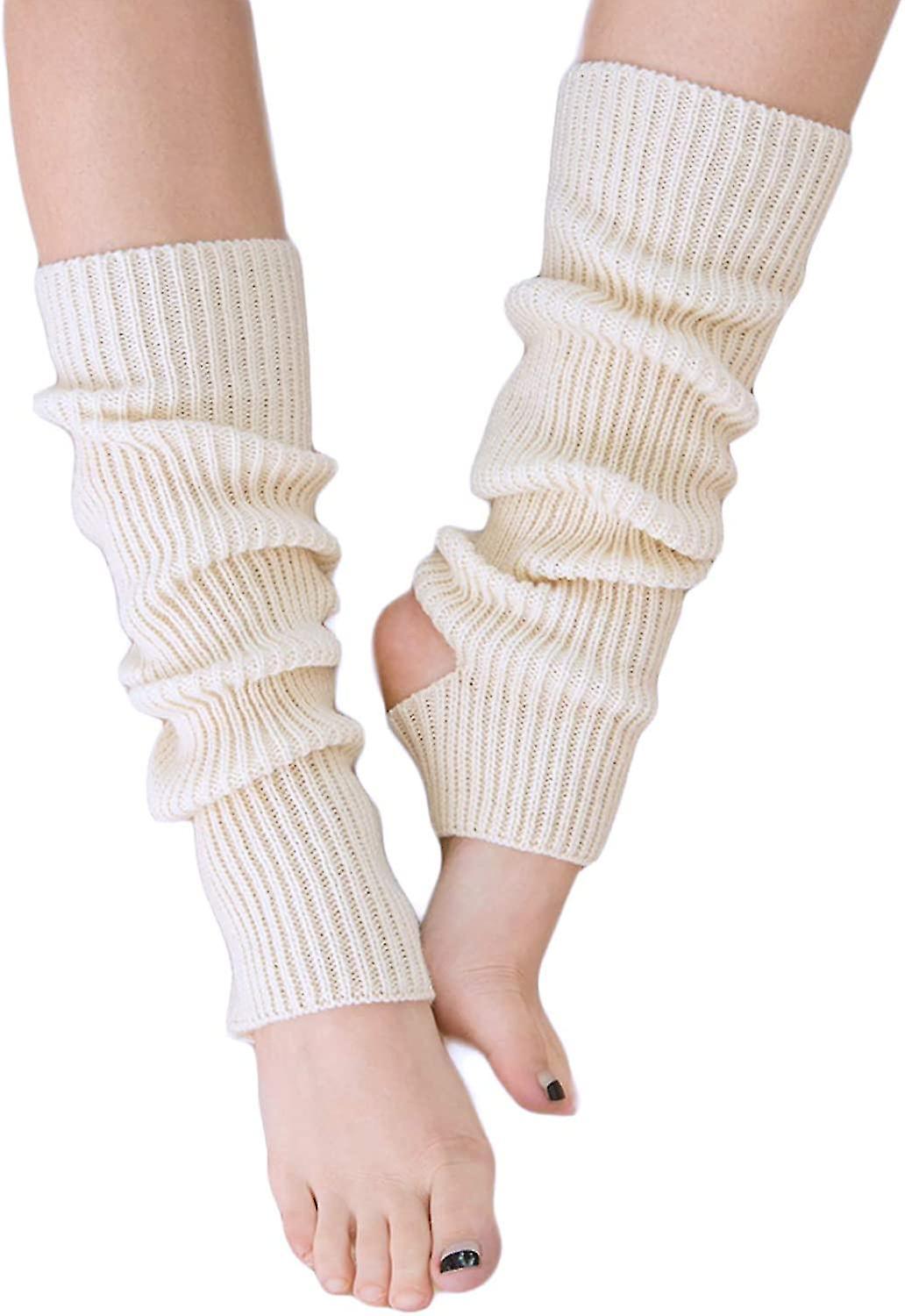 Women Winter Extra Soft Over Knee High Footless Knitted Stirrup Leg Warmers For Ascergery A