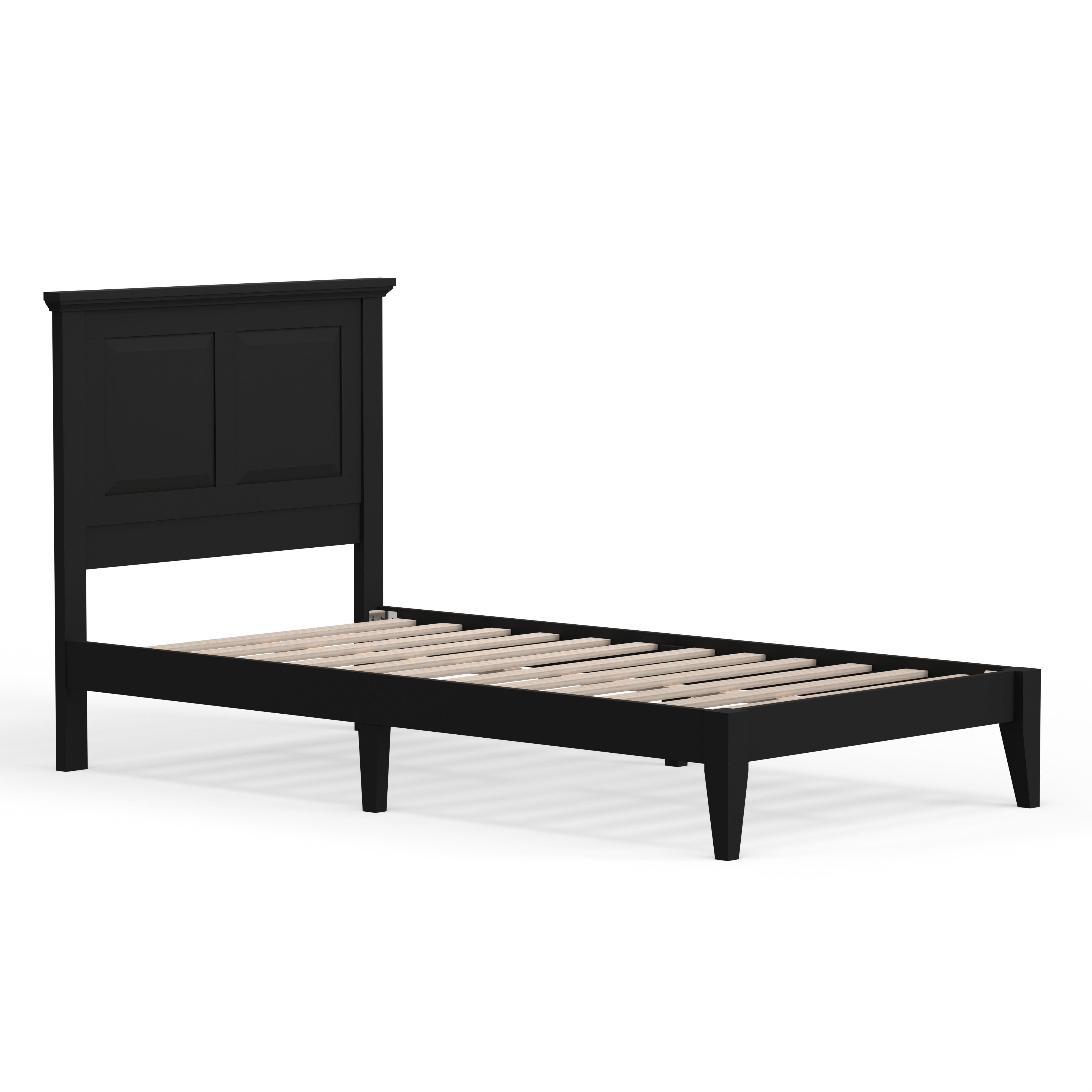 Cottage Style Solid Wood Platform Bed in Twin - Ebony (Black)