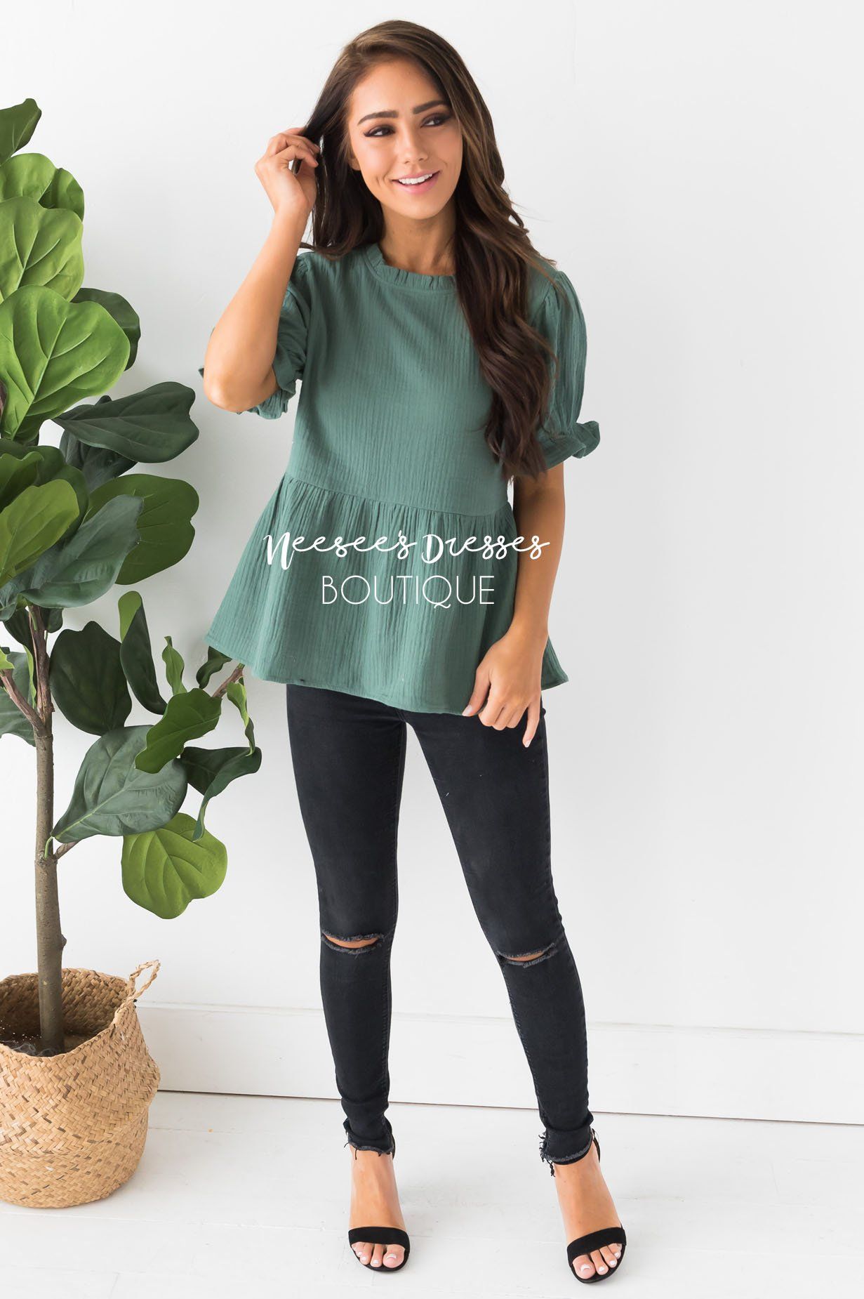 Having Fun Modest Peplum Blouse