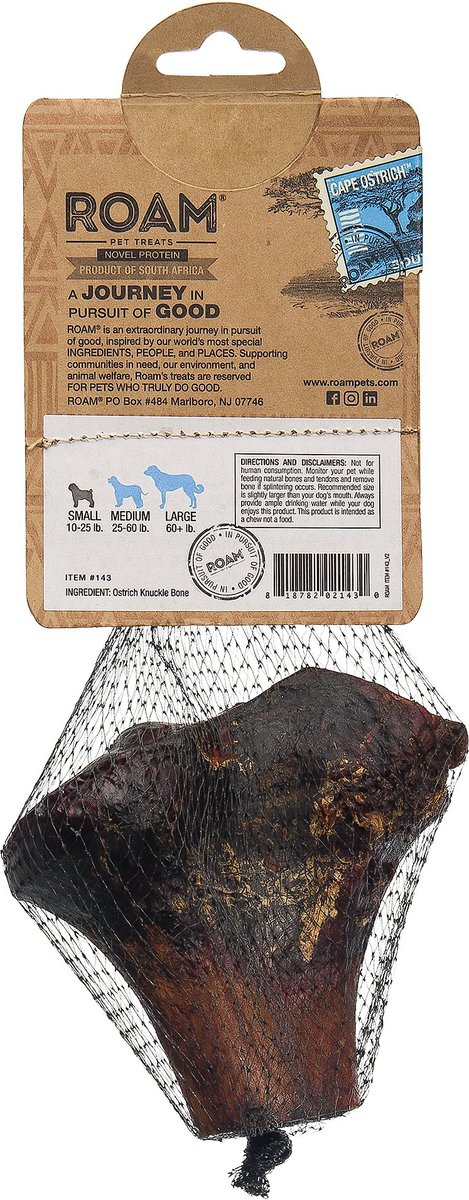 Roam Large Gnawkle Cape Ostrich Dog Treat， 1 count