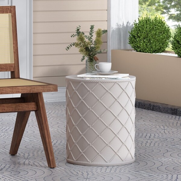 Modern Indoor and Outdoor Cylindrical Characteristic Side Table，White