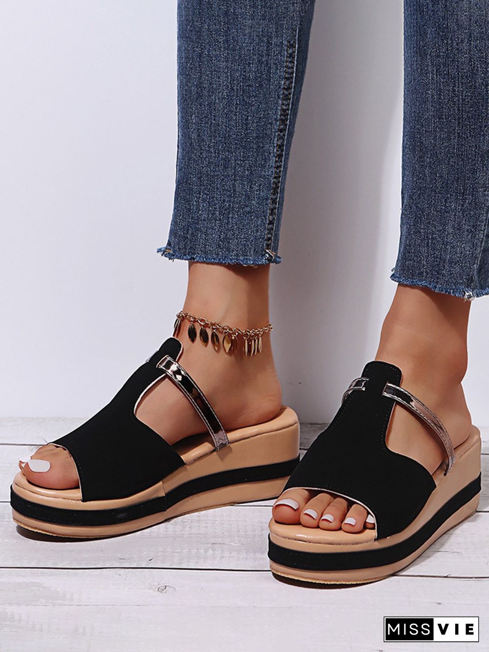 Comfortable Soft Sole Platform Fish Mouth Wedge Slipper Sandals