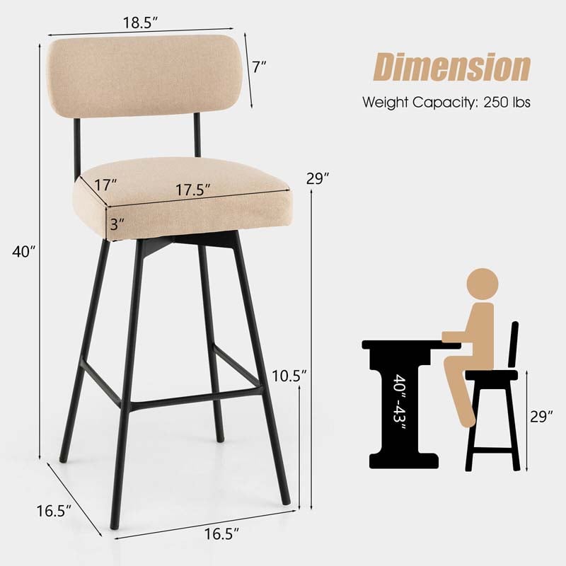 2 Pcs 360° Swivel Bar Stools 29