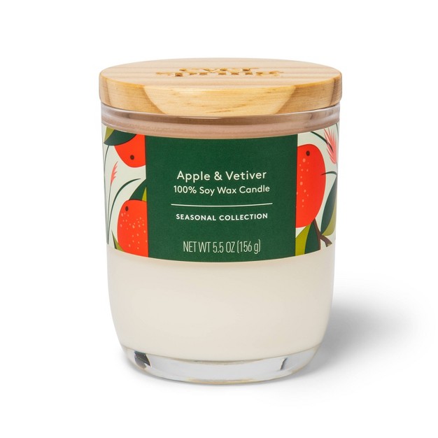 Apple amp Vetiver 100 Soy Wax Flame Candle