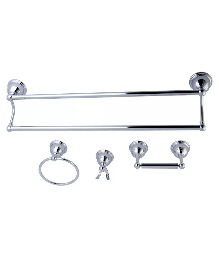 Kingston Brass Restoration 4-Pc. Dual Towel Bar Bathroom Hardware Set in Polished Chrome