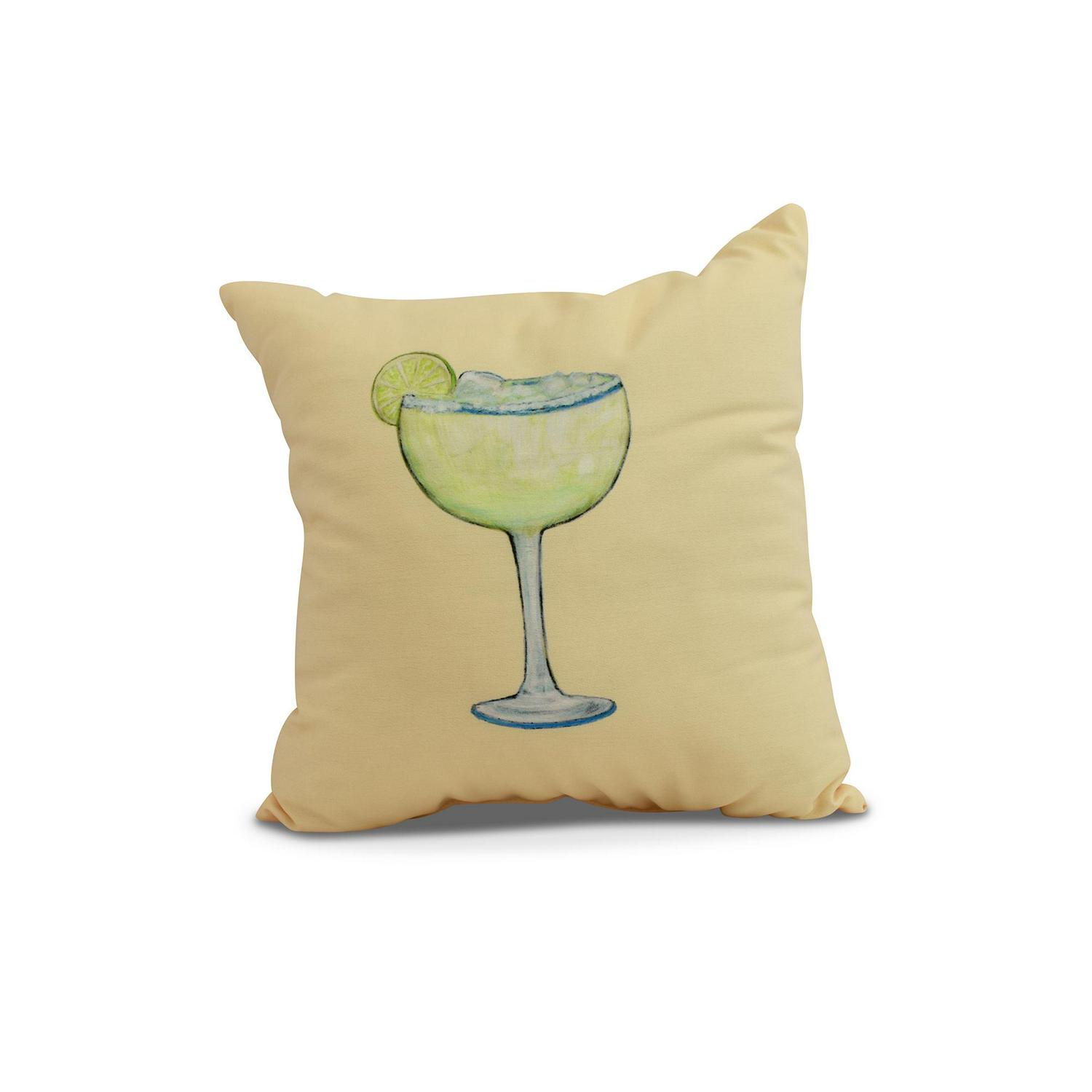 Simply Daisy， 20 x 20 Margarita Plain， Geometric Print Outdoor Pillow， Yellow