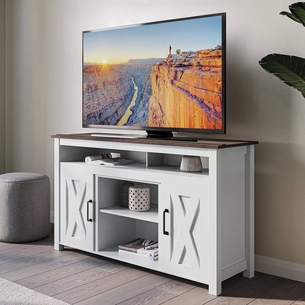 BELLEZE Corin Barn Door Wood TV Stand for TVs up to 55\