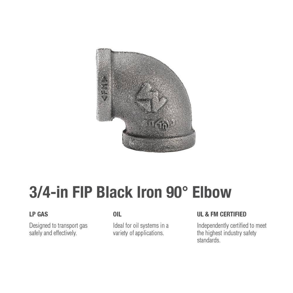 Southland 34 in. Black Malleable Iron 90 Degree FPT x FPT Elbow Fitting 520-004HN