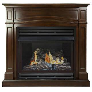 Pleasant Hearth 32000 BTU 46 in. Full Size Ventless Natural Gas Fireplace in Cherry VFF-PH32NG-2C1