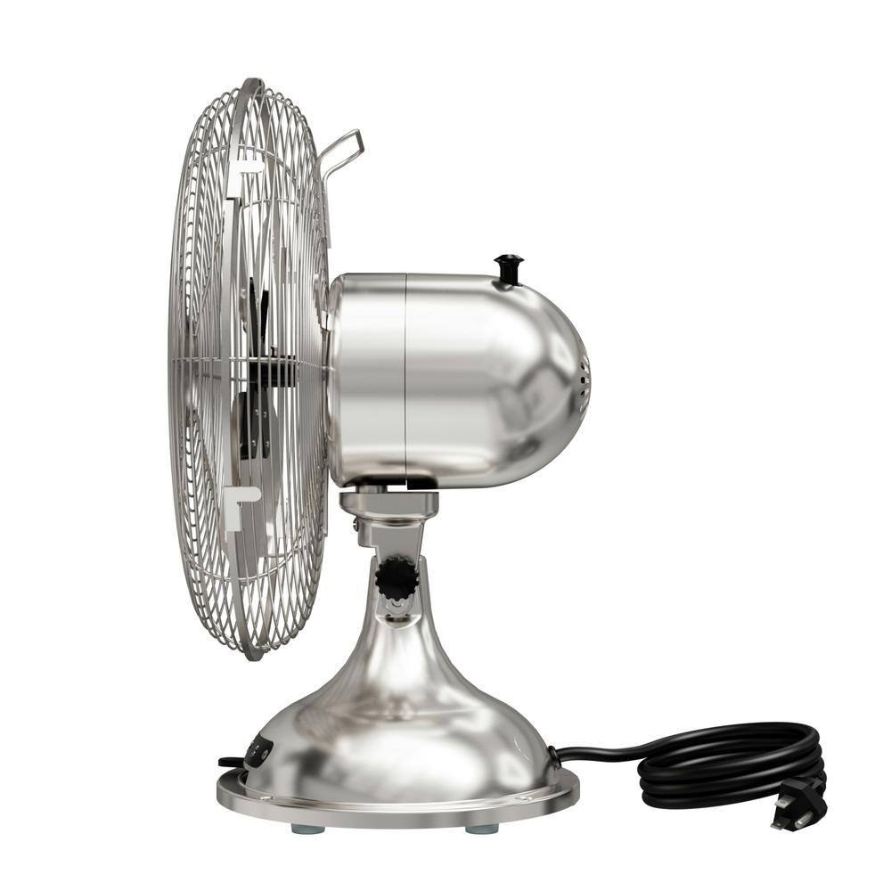 Hunter Classic 12 in. 3-speed Desk Fan in Brushed Nickel with Non-slip Base and Easy-Carry Handle 97315