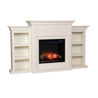 Southern Enterprises Parekah 70.25 in. Touch Panel Electric Fireplace in Ivory HD054131