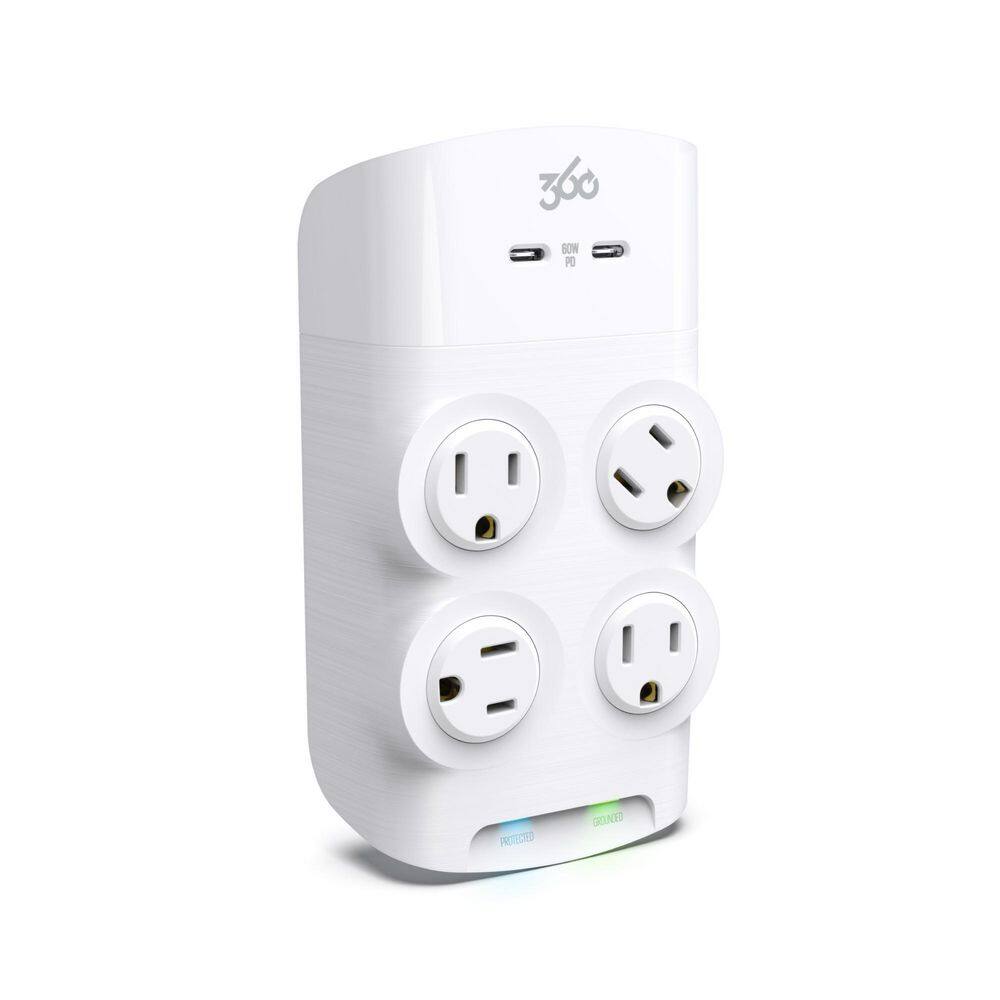 360 Electrical 60-Watt Revolve 4-Outlet Surge Protector 3E0773-WHT6NA