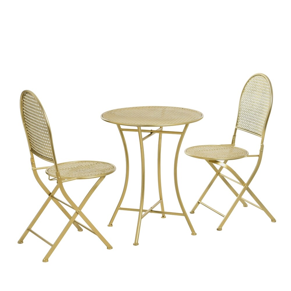 Outdoor Bistro Patio Set with Table and 2 Folding Chairs