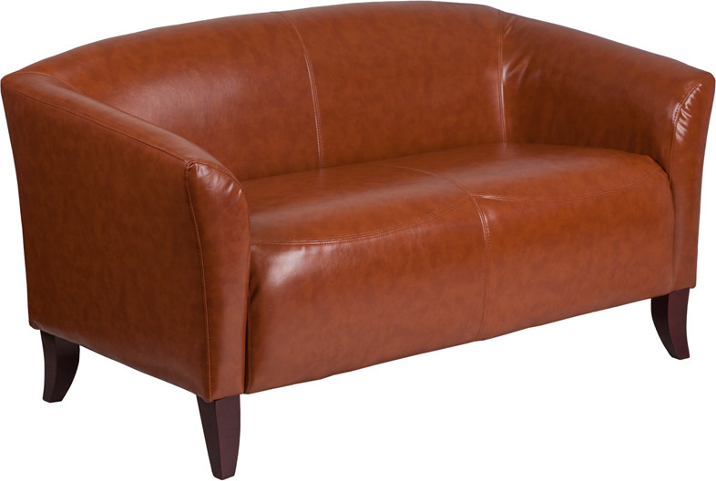 Cognac Leather Loveseat   Contemporary   Loveseats   by Kolibri Decor  Houzz