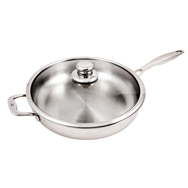 32cm 5L (12.5 Inch 5.3 Quart) Premium Clad Stainless Steel Induction Saute Pan With Lid