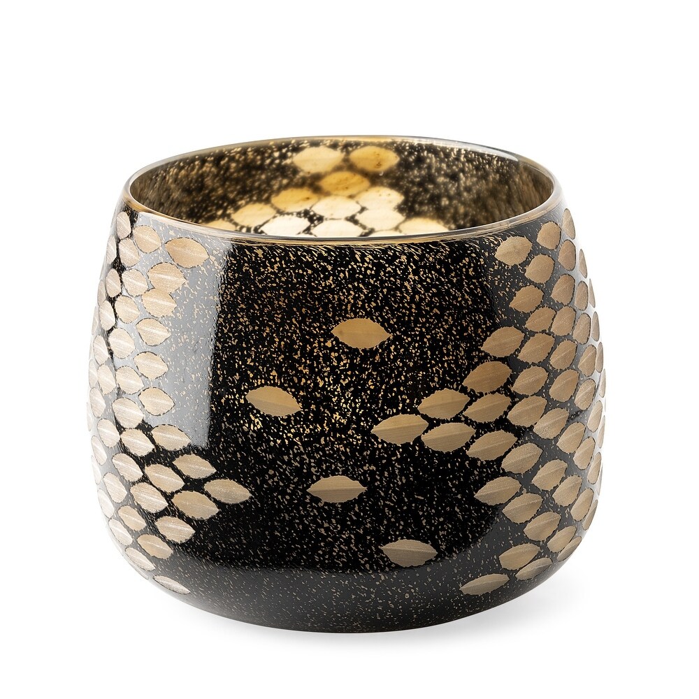 Black and Gold Artisan Bubble Glass Vase