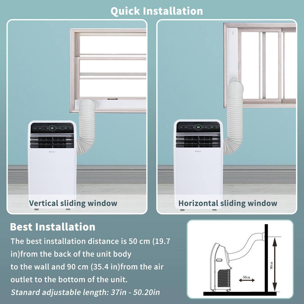 Shinco 12000 BTU (7800 BTU DOE) Portable Air Conditioner Cools 400 sq.ft. with Dehumidifier with Remote in White 3 Speeds JSXKRY23061603